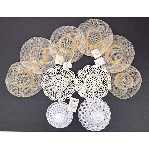 Vintage Doll Hats Lace Craft Accessories Crochet Lot Of 10 White Tan New Sinamay - Picture 1 of 7